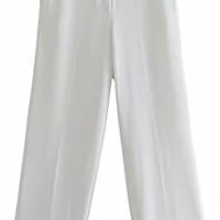 White Cut Out Wide Leg Pants Women High Waist Office Wear Woman Pants Summer Fashion Streetwear Trousers (Size : Medium)