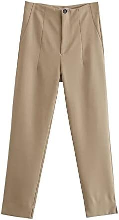 31T9jVrY_zS._AC Pants for Women High Waist Trousers Office Formal Ladies Workwear Solid Skinny Pantsuit Casual Khaki Fashion Slim (Color : Beige, Size : Medium)