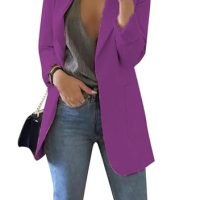 Women's Business Casual Outfits Open Front Long Sleeve Lapel Fashion Lightweight Solid Color Blazers with Pockets