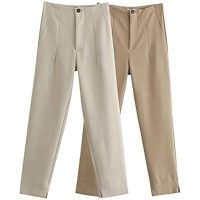 31dsBQ-I4CS._AC_US1200 Pants for Women High Waist Trousers Office Formal Ladies Workwear Solid Skinny Pantsuit Casual Khaki Fashion Slim (Color : Beige, Size : Medium)