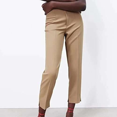 31lZ2GT-39S._AC_US1200 Pants for Women High Waist Trousers Office Formal Ladies Workwear Solid Skinny Pantsuit Casual Khaki Fashion Slim (Color : Beige, Size : Medium)