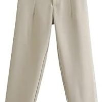 31xlIWj1ywS._AC Pants for Women High Waist Trousers Office Formal Ladies Workwear Solid Skinny Pantsuit Casual Khaki Fashion Slim (Color : Beige, Size : Medium)