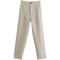 31xlIWj1ywS._AC_US1200 Pants for Women High Waist Trousers Office Formal Ladies Workwear Solid Skinny Pantsuit Casual Khaki Fashion Slim (Color : Beige, Size : Medium)