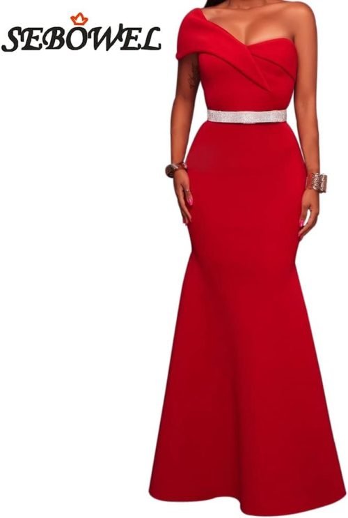 Women's Sexy Off The Shoulder Oversized Bow Applique Evening Gown Party Maxi Dress