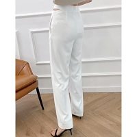 White Cut Out Wide Leg Pants Women High Waist Office Wear Woman Pants Summer Fashion Streetwear Trousers (Size : Medium)