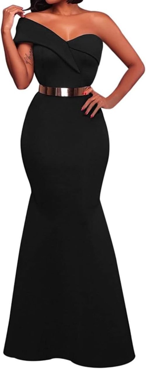 Women's Sexy Off The Shoulder Oversized Bow Applique Evening Gown Party Maxi Dress