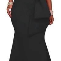 Women's Sexy Off The Shoulder Oversized Bow Applique Evening Gown Party Maxi Dress