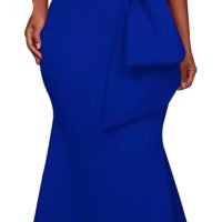 Women's Sexy Off The Shoulder Oversized Bow Applique Evening Gown Party Maxi Dress