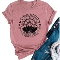 Women Mountain Camping T-Shirt Summer Camping Hiking Vacation Shirts Teen Girls Funny Forest Camper Tees Tops