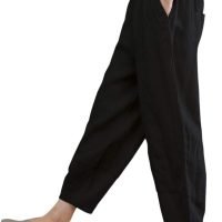 51B3S2xxCfL._AC_SL1400 Women's 100% Linen Pants Relax Fit Lantern Cropped TaperedPants Trousers with Elastic Waist