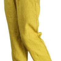 Women's Linen Cropped Pants Tapered Ankle Capris Trousers Elastic Waist