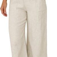 51EbknDAd2L._AC_SL1500 Womens Wide Leg Linen Pants Summer Beach Palazzo Lounge Trousers Casual Fashion Plus Size Vacation Clothes for Women