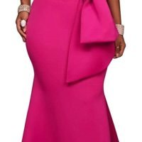 Women's Sexy Off The Shoulder Oversized Bow Applique Evening Gown Party Maxi Dress