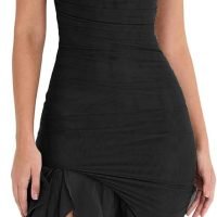 Women's Midi Bodycon Dress Summer Sleeveless Ruffle Mermaid Dress Cocktail Party Tank Dresses for Wedding Guest