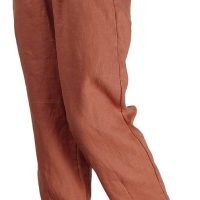 Women's Linen Cropped Pants Tapered Ankle Capris Trousers Elastic Waist