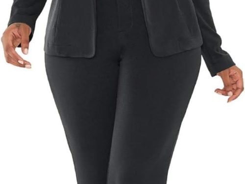 51VIdWP5kAL._AC_SL1500 Fashion Womens Two Piece Blazer Outfits Long Sleeve Slim Fit Jacket with Long Pants Suit Set for Work