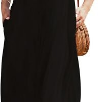 Women Summer Casual Bohemian Maxi Dress V-Neck Sleeveless Flowy Boho Floral Beach Long Dress with Pockets