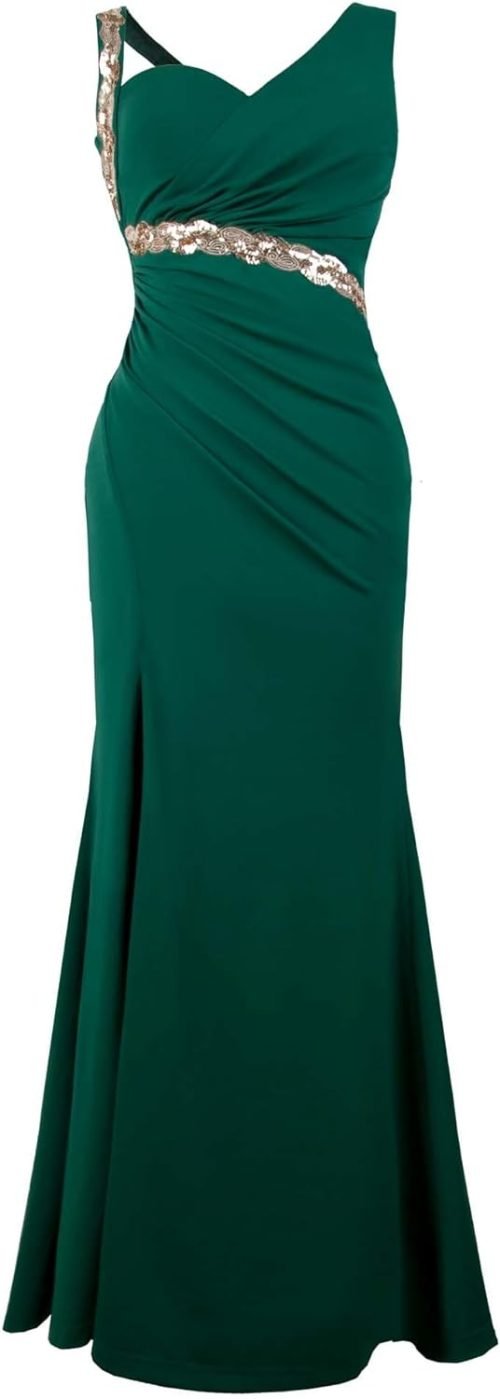 Women's One Shoulder Split Pelumn Prom Evening Dress