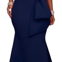 Women's Sexy Off The Shoulder Oversized Bow Applique Evening Gown Party Maxi Dress