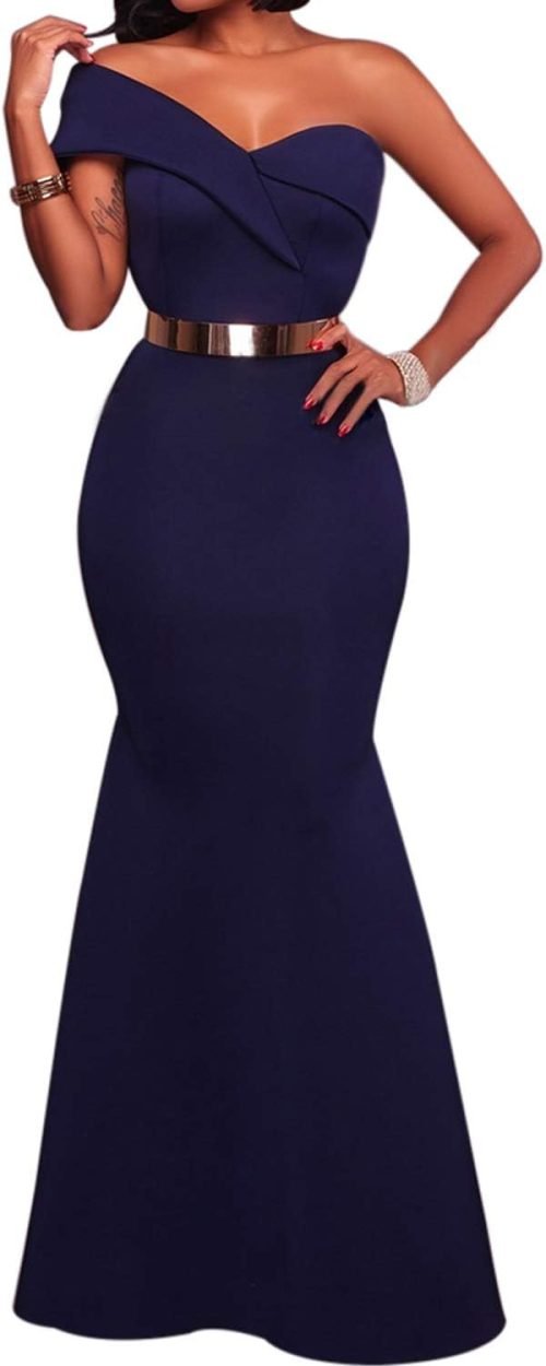 Women's Sexy Off The Shoulder Oversized Bow Applique Evening Gown Party Maxi Dress