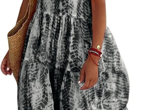 Women Summer Dresses 2024 Spaghetti Strap Scoop Neck Floral Maxi Dress Flowy Boho Long Sundress with Pockets