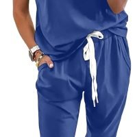 Womens V Neck Short Sleeve Top And Long Pants