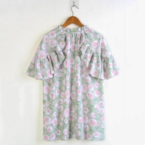 2024 Women's Summer Plus Size Floral Printed Shirt Tops Fashion Mock Neck Ruffle Short Sleeve Casual Blouse Tops