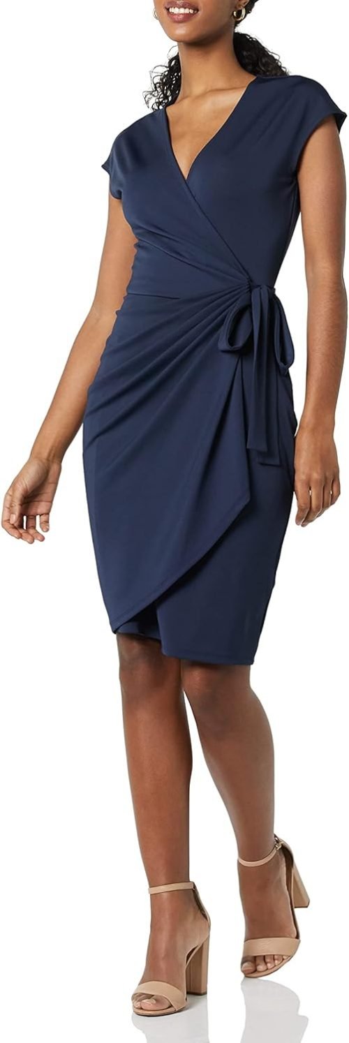 Women's Classic Cap Sleeve Wrap Dress (Available in Plus Size)