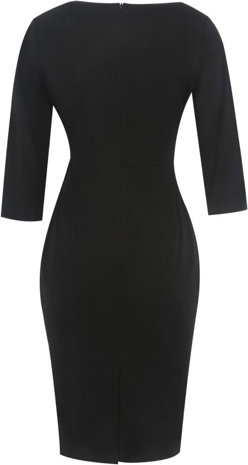 Women's Vintage Short Sleeve Polka Dot Falbala Fold Slim Fit Pencil Dress