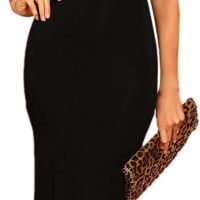 Women's Round Neck Short Sleeve Bodycon Pencil Dress