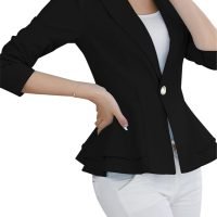 Womens one Button Fashion Blazer Coat Slim Fit Casual Office Jacket Suit