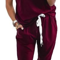 Womens V Neck Short Sleeve Top And Long Pants
