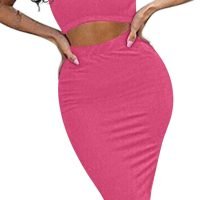 Women's Sexy Summer Outfits Bodycon Tank Top Midi Skirt 2 Piece Dress