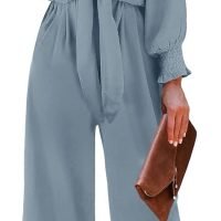 Rompers for Women Dressy Spring Summer Tie Knot Front Sexy V Neck Jumpsuits