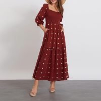 Women’s Floral Smocked Maxi Dress Boho Puff Sleeve Sweetheart A-Line Flowy Long Dresses Y2K Swing Beach Sundress