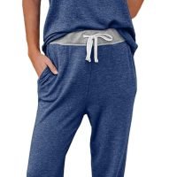 Lounge Sets For Women Two Piece Outfits Loungewear Short Sleeve Crewneck Jogger Pajama Set and Sweatpants Tracksuit