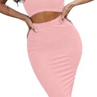 Women's Sexy Summer Outfits Bodycon Tank Top Midi Skirt 2 Piece Dress