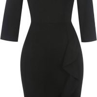 Women's Vintage Short Sleeve Polka Dot Falbala Fold Slim Fit Pencil Dress