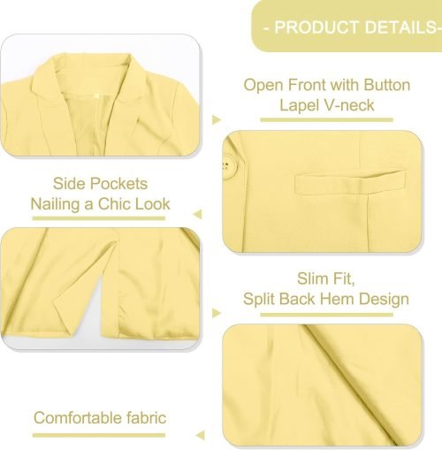 Womens Casual Blazers Button Lapel Long Sleeve Cardigan Work Office Fashion Suit Blazer Jackets with Pockets