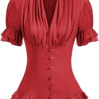 Scarlet Darkness Women's Medieval Shirt with Lace Gothic Shirt