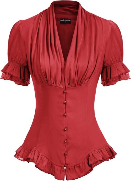 Scarlet Darkness Women's Medieval Shirt with Lace Gothic Shirt