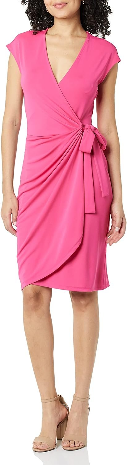 Women's Classic Cap Sleeve Wrap Dress (Available in Plus Size)