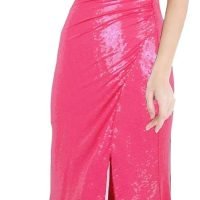 Women's One Shoulder Sleeveless Sequin Maxi Prom Dresses