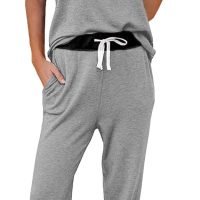 Lounge Sets For Women Two Piece Outfits Loungewear Short Sleeve Crewneck Jogger Pajama Set and Sweatpants Tracksuit