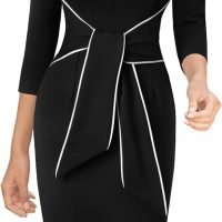 Womens Front Zipper Tie Waist Slim Work Business Office Bodycon Pencil Dress