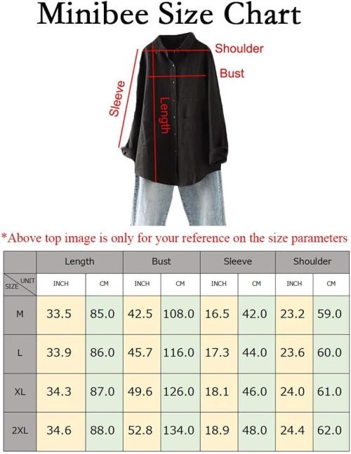 Women's Linen Shirts Button Down Long Tunic Tops Plus Size Blouse with Pockets