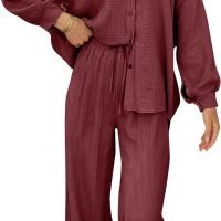 Womens 2 Piece 2024 Spring Clothes Fashion Outfits Two Piece Matching Wide Leg Palazzo Pants Sets Tracksuit Clothes