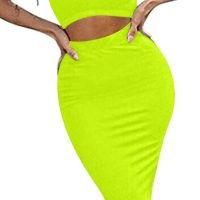 Women's Sexy Summer Outfits Bodycon Tank Top Midi Skirt 2 Piece Dress