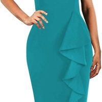 Women's Vintage Short Sleeve Polka Dot Falbala Fold Slim Fit Pencil Dress