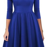 Women's Vintage Pleated Flared Swing A-Line Casual Party Work Dresses